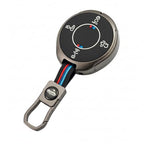 Metal Key Cover with Keychain for Tata | Harrier EV | 6 Button Round smart Key.