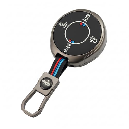 Metal Key Cover with Keychain for Tata | Harrier EV | 6 Button Round smart Key.