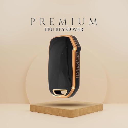 TPU Key Cover and Keyring Compatible with Kia Seltos 2023 Facelift HTX 4 Button Smart Key