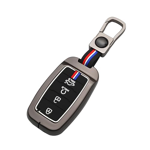 Metal Alloy Key Cover Compatible for Kia Seltos | Sonet | Carens 4 Button Smart Key