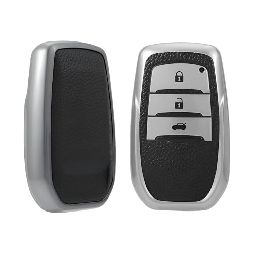 Premium Soft TPU Leather Pattern Key Cover Compatible with Toyota Inova, fortuner,3 Button Smart Key