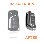 Clear TPU Key Cover Compatible with Toyota Innova Crysta and Corolla Altis Flip Key