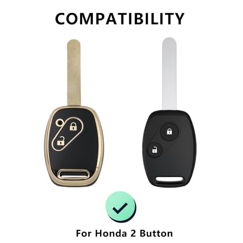 Gold Key Cover Compatible for Honda I-VTEC Amaze BRIO BRV City Civic CRV Jazz etc. 2 Button Remote Key