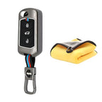 Metal Alloy Key Cover & Microfiber Cloth Leather TPU Keycover Compatible for Mahindra Scorpio,XUV 300 Marazzo ,XUV 700m,XUV 400 EV | Bolerom,Thar | TUV 3 Button Flip Key