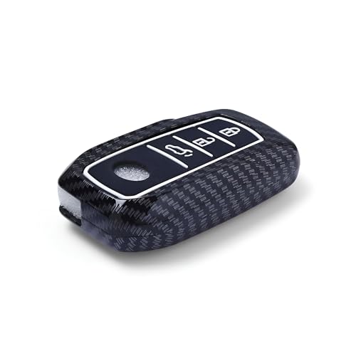Carbon Fiber Car Key Fobs Silicone Compatible for Toyota Fortuner | Fortuner Legender, Inova 3 Button Smart Key