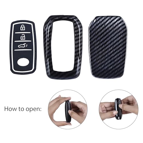 Carbon Fiber Car Key Fobs Silicone Compatible for Toyota Fortuner | Fortuner Legender, Inova 3 Button Smart Key