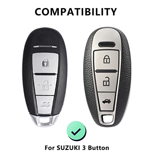 Premium Soft TPU Leather Pattern Key Cover for Maruti Suzuki 3 Button Baleno Ciaz Vitara Brezza S Cross Swift Ignis Smart Key