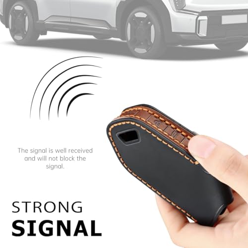 Leather Key Cover Compatible for Kia Syros, EV6, EV9 Smart Key