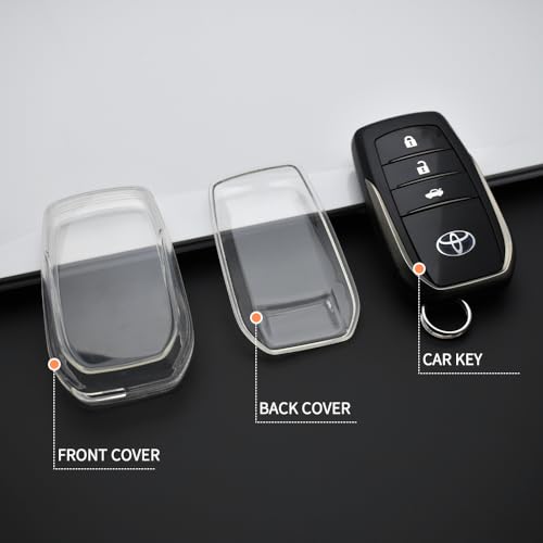 Clear TPU Key Cover and Keychain Compatible for Toyota Fortuner | Hilux | Innova Crysta | Fortuner Legender | Innova HyCross | Land Cruiser Smart Key
