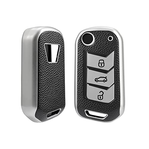 Metal Alloy Key Cover & Microfiber Cloth Leather TPU Keycover Compatible for Mahindra Scorpio,XUV 300 Marazzo ,XUV 700m,XUV 400 EV | Bolerom,Thar | TUV 3 Button Flip Key