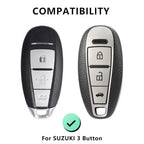 PremiumSoft TPU Leather Pattern Key Cover Compatible with Maruti 3 Button Baleno Ciaz Vitara Brezza S Cross Swift Ignis and Urban Cruiser Smart Key (Silver)
