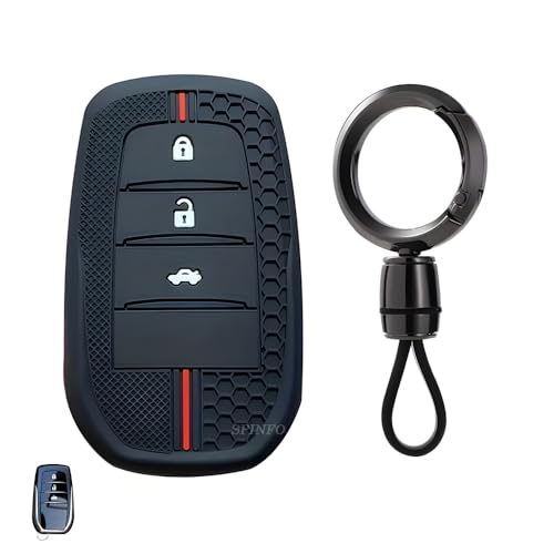 Silicone Key Cover and Keychain Compatible for Toyota Fortuner | Hilux | Innova Crysta | Fortuner Legender | Innova HyCross | Land Cruiser Smart Key