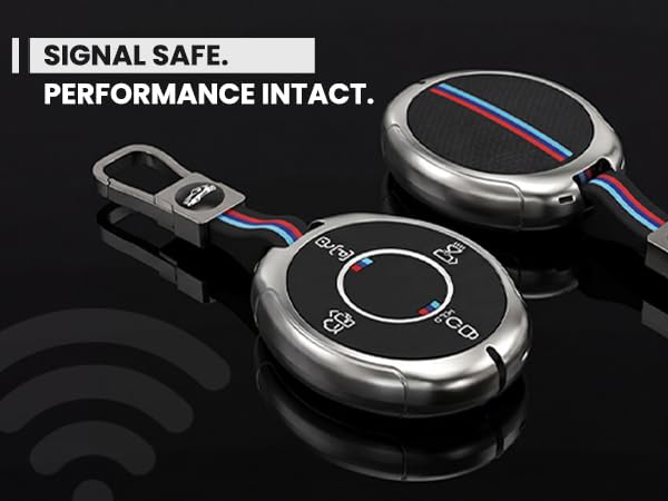 Metal Key Cover with Keychain for Tata | Harrier EV | 6 Button Round smart Key.