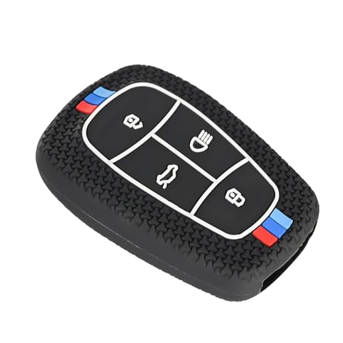 Silicone Key Cover & Keychain Compatible for Tata Nexon, Harrier, Altroz, Tigor BS6, Punch, Safari 2021, Safari Gold 4 Button Smart Key