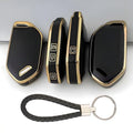 Gold TPU Key Cover & Keychain for Kia Syros Smart Key Premium Soft TPU Car Key Protector for Kia Smart Key