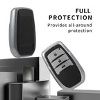Premium Soft TPU Leather Pattern Key Cover and Keychain Compatible with Toyota Inova, fortuner,3 Button Smart Key