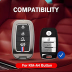 Metal Alloy Key Cover Compatible for Kia Seltos | Sonet | Carens 4 Button Smart Key