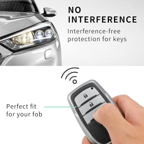 Pack of 2 Premium Soft TPU Leather Pattern Key Cover Compatible with Toyota Inova, fortuner,3 Button Smart Key