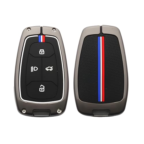 Zinc Metal Key Cover Compatible with Tata Nexon | Harrier | Safari | Altroz | Tigor | EV | Punch | Tiago EV Electric 4 Button Smart Key