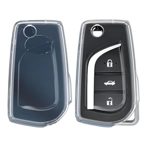 Clear TPU Key Cover Compatible with Toyota Innova Crysta and Corolla Altis Flip Key