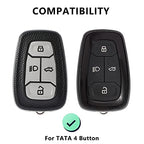 Leather TPU Key Cover Compatible for Tata Nexon Harrier Safari Altroz Punch Tigor 4 Button Smart Key