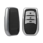 Pack of 2 Premium Soft TPU Leather Pattern Key Cover Compatible with Toyota Inova, fortuner,3 Button Smart Key