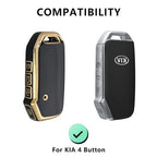 Pack of 2 Leather TPU & TPU Compatible for Kia Seltos and sonet 2023 Facelift 4 Button Smart Key