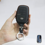 Leather Key Cover and Keychain Compatible for Toyota Fortuner | Hilux | Innova Crysta | Fortuner Legender | Innova HyCross | Land Cruiser Smart Key