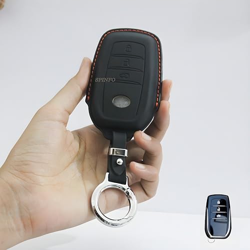 Leather Key Cover and Keychain Compatible for Toyota Fortuner | Hilux | Innova Crysta | Fortuner Legender | Innova HyCross | Land Cruiser Smart Key