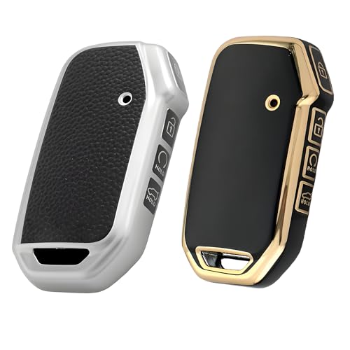 Pack of 2 Leather TPU & TPU Compatible for Kia Seltos and sonet 2023 Facelift 4 Button Smart Key