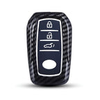 Carbon Fiber Car Key Fobs Silicone Compatible for Toyota Fortuner | Fortuner Legender, Inova 3 Button Smart Key
