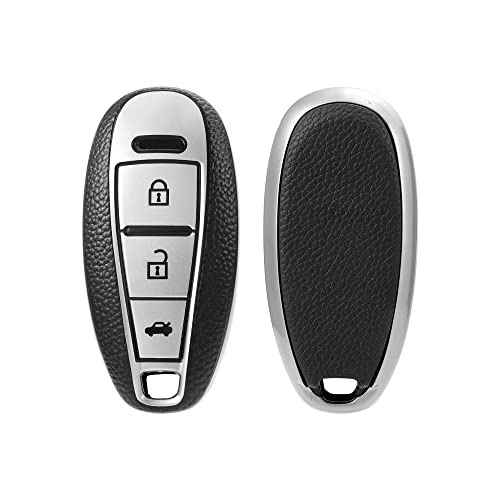 Premium Soft TPU Leather Pattern Key Cover for Maruti Suzuki 3 Button Baleno Ciaz Vitara Brezza S Cross Swift Ignis Smart Key
