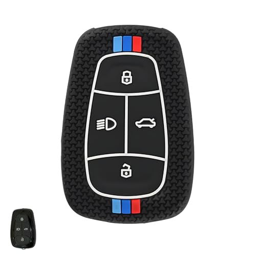 Silicone Key Cover & Keychain Compatible for Tata Nexon, Harrier, Altroz, Tigor BS6, Punch, Safari 2021, Safari Gold 4 Button Smart Key