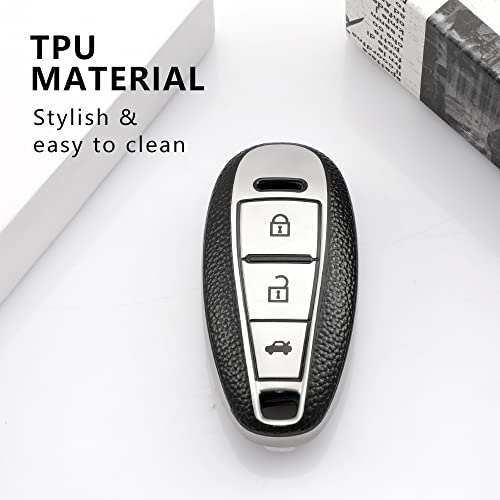 Premium Soft TPU Leather Pattern Key Cover for Maruti Suzuki 3 Button Baleno Ciaz Vitara Brezza S Cross Swift Ignis Smart Key