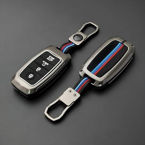 Metal Alloy Key Cover Compatible for Kia Seltos | Sonet | Carens 4 Button Smart Key