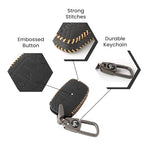 Leather Key Cover Compatible with Kia Seltos | Sonet | Carens 4 Button Smart Key