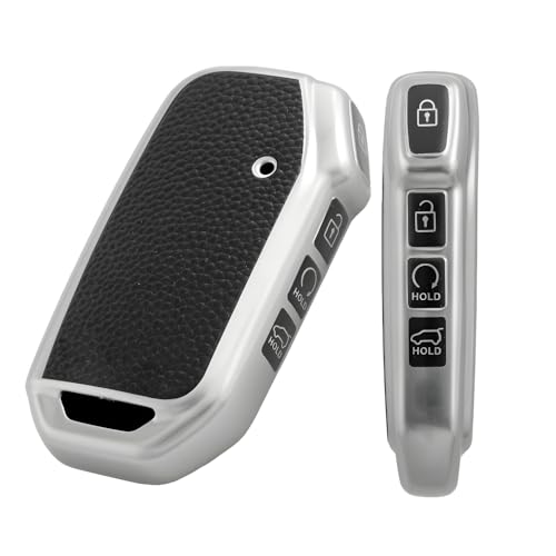 Pack of 2 Leather TPU & TPU Compatible for Kia Seltos and sonet 2023 Facelift 4 Button Smart Key