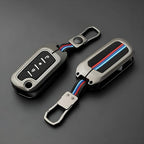 Metal Alloy Key Cover & Microfiber Cloth Leather TPU Keycover Compatible for Mahindra Scorpio,XUV 300 Marazzo ,XUV 700m,XUV 400 EV | Bolerom,Thar | TUV 3 Button Flip Key
