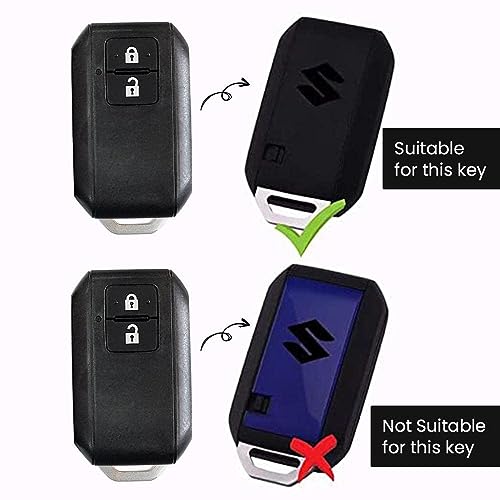 Leather TPU Key Cover and Keychain Compatible for Suzuki 2 Button Smart Key