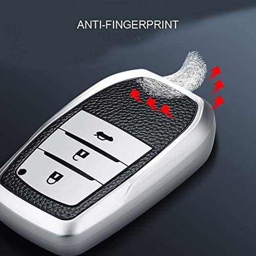 Premium Soft TPU Leather Pattern Key Cover Compatible with Toyota Inova, fortuner,3 Button Smart Key