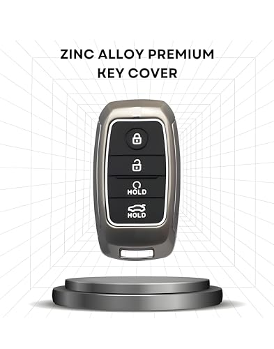 Metal Alloy Key Cover Compatible for Kia Seltos | Sonet | Carens 4 Button Smart Key
