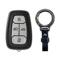 Leather TPU Key Cover and keychain Compatible for Tata Nexon Harrier Safari Altroz Punch Tigor 4 button Smart Key