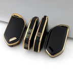 Gold TPU Key Cover & Keychain for Kia Syros Smart Key Premium Soft TPU Car Key Protector for Kia Smart Key