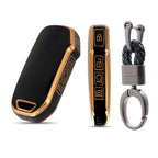 TPU Key Cover and Keyring Compatible with Kia Seltos 2023 Facelift HTX 4 Button Smart Key