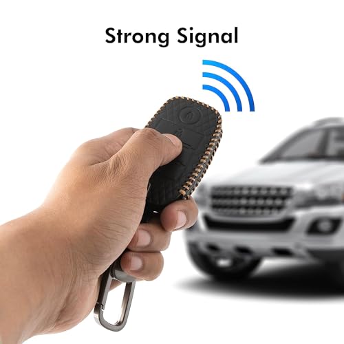 Leather Key Cover Compatible with Kia Seltos | Sonet | Carens 4 Button Smart Key