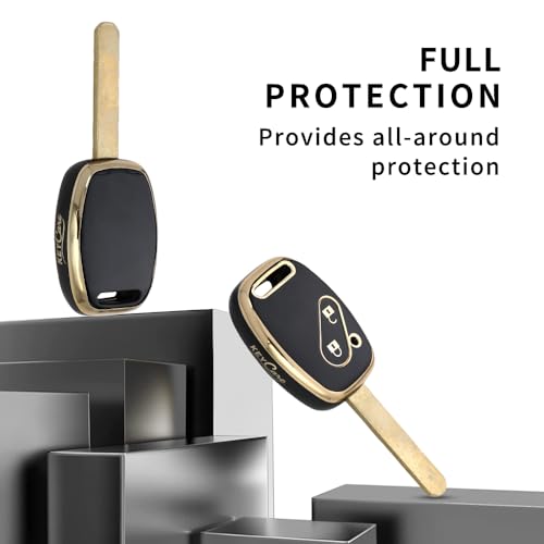 Gold Key Cover Compatible for Honda I-VTEC Amaze BRIO BRV City Civic CRV Jazz etc. 2 Button Remote Key