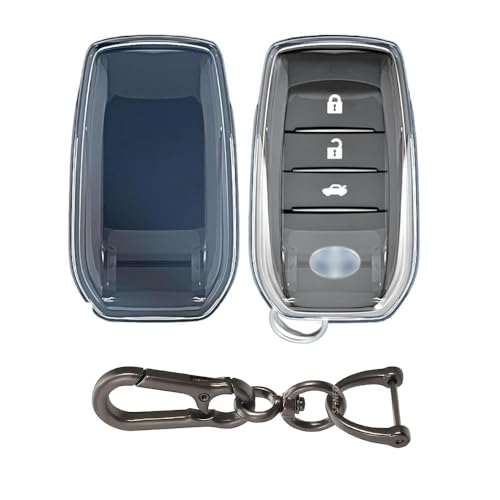 Clear TPU Key Cover and Keychain Compatible for Toyota Fortuner | Hilux | Innova Crysta | Fortuner Legender | Innova HyCross | Land Cruiser Smart Key