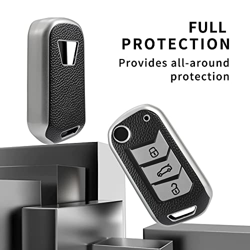 Metal Alloy Key Cover & Microfiber Cloth Leather TPU Keycover Compatible for Mahindra Scorpio,XUV 300 Marazzo ,XUV 700m,XUV 400 EV | Bolerom,Thar | TUV 3 Button Flip Key