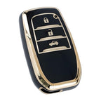 Premium Soft TPU Gold Key Cover Compatible with Toyota Inova, fortuner,3 Button Smart Key