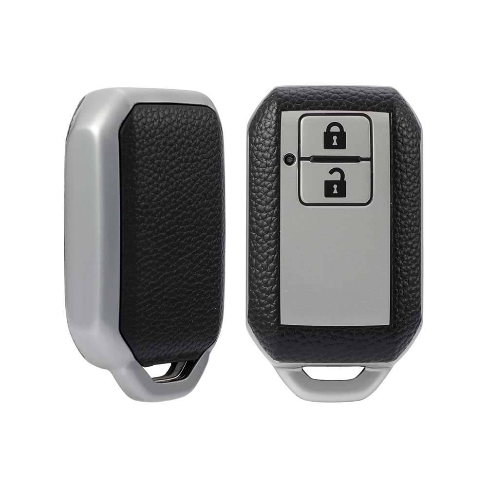Leather TPU Key Cover and Keychain Compatible for Suzuki 2 Button Smart Key